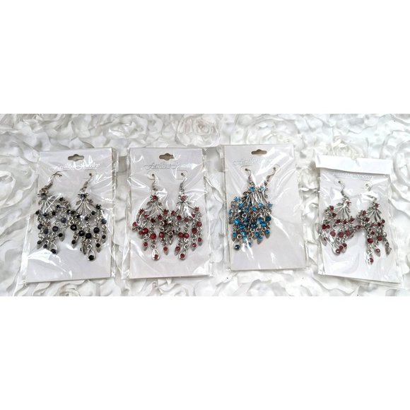 6 Assorted rhinestone dangle earrings NEW - Picture 1 of 10